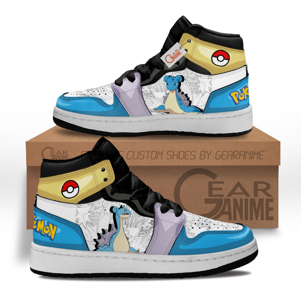 Lapras Custom Anime Kids High-Top Leather Sneakers