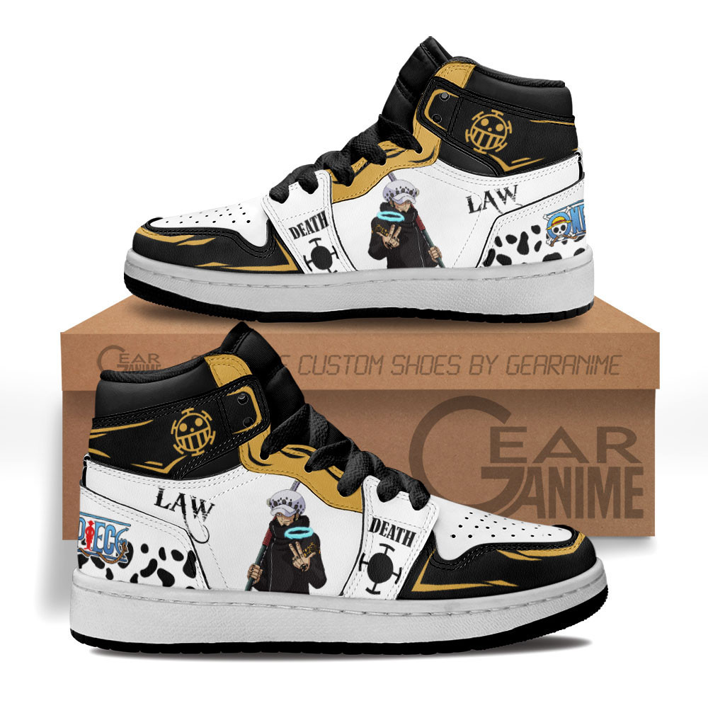 Law Trafalgar Custom Anime Kids High-Top Leather Sneakers