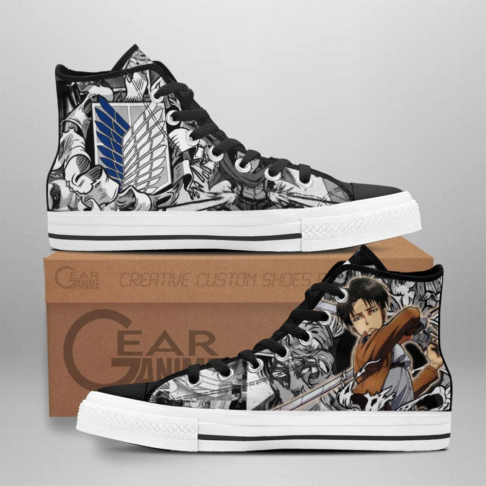 Levi Ackerman Custom Anime High-Top Canvas Shoes TT2508