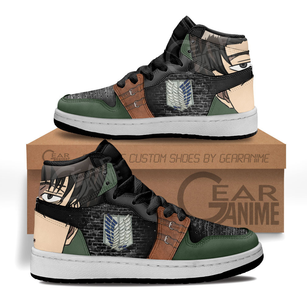 Levi Ackerman Custom Anime Kids High-Top Leather Sneakers Shingeki MV1307