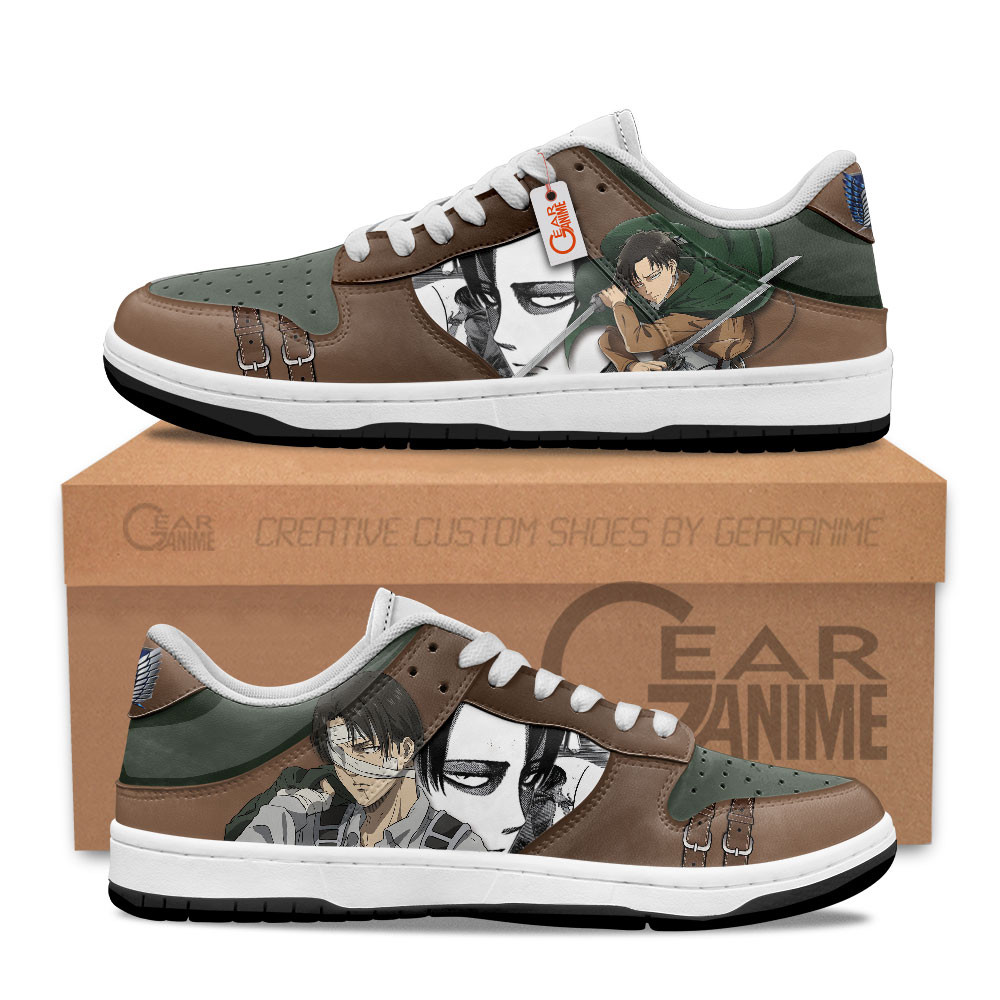 Levi Ackerman Custom Anime Low-Top Skate Sneakers