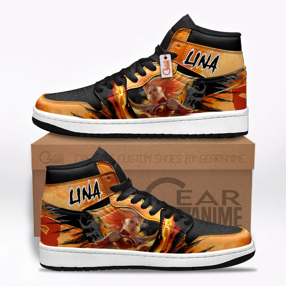 Lina Custom Gaming High-Top Leather Sneakers For Dota 2 Fans