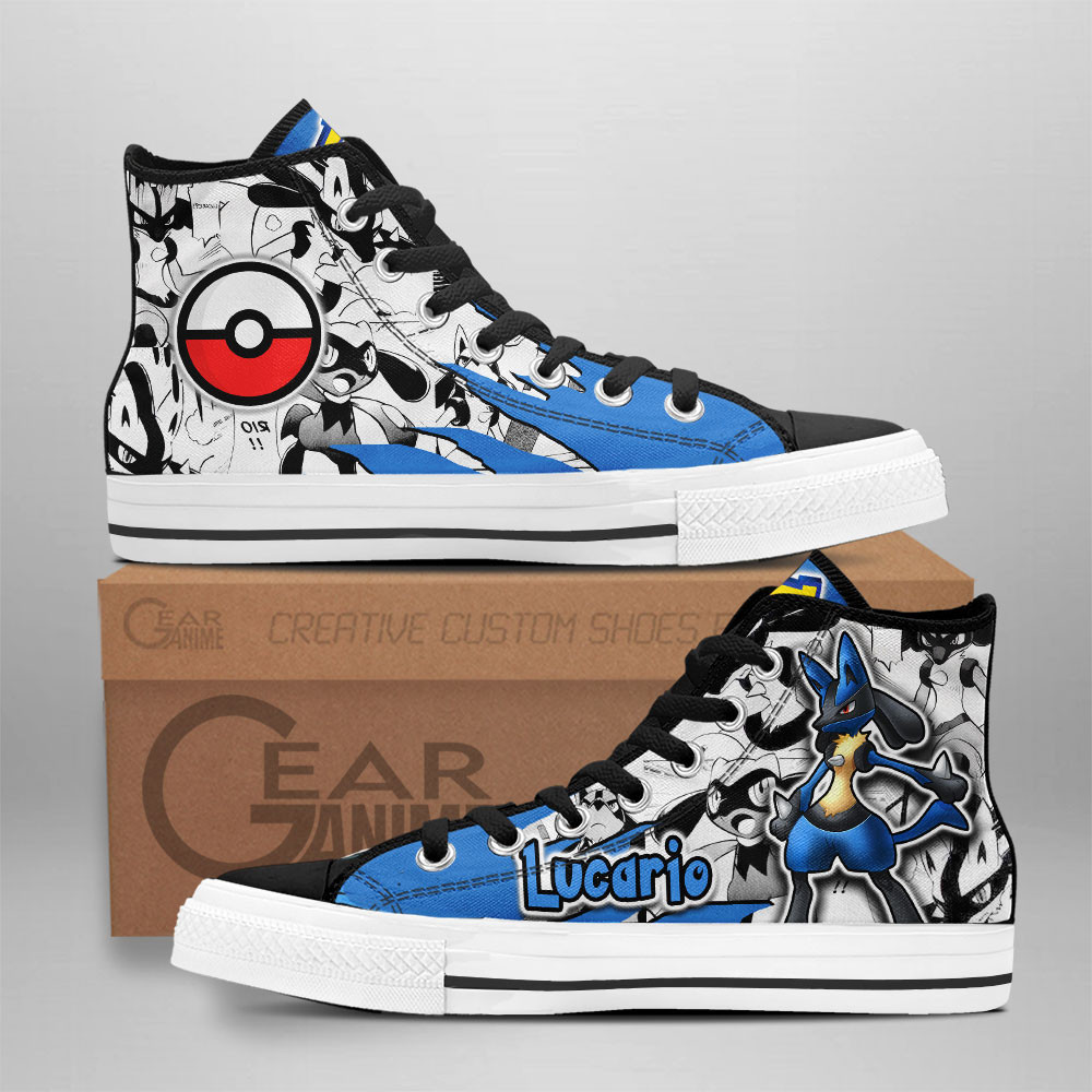 Lucario Custom Anime High-Top Canvas Shoes