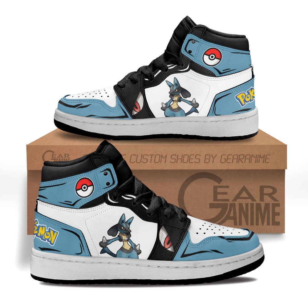 Lucario Custom Anime Kids High-Top Leather Sneakers