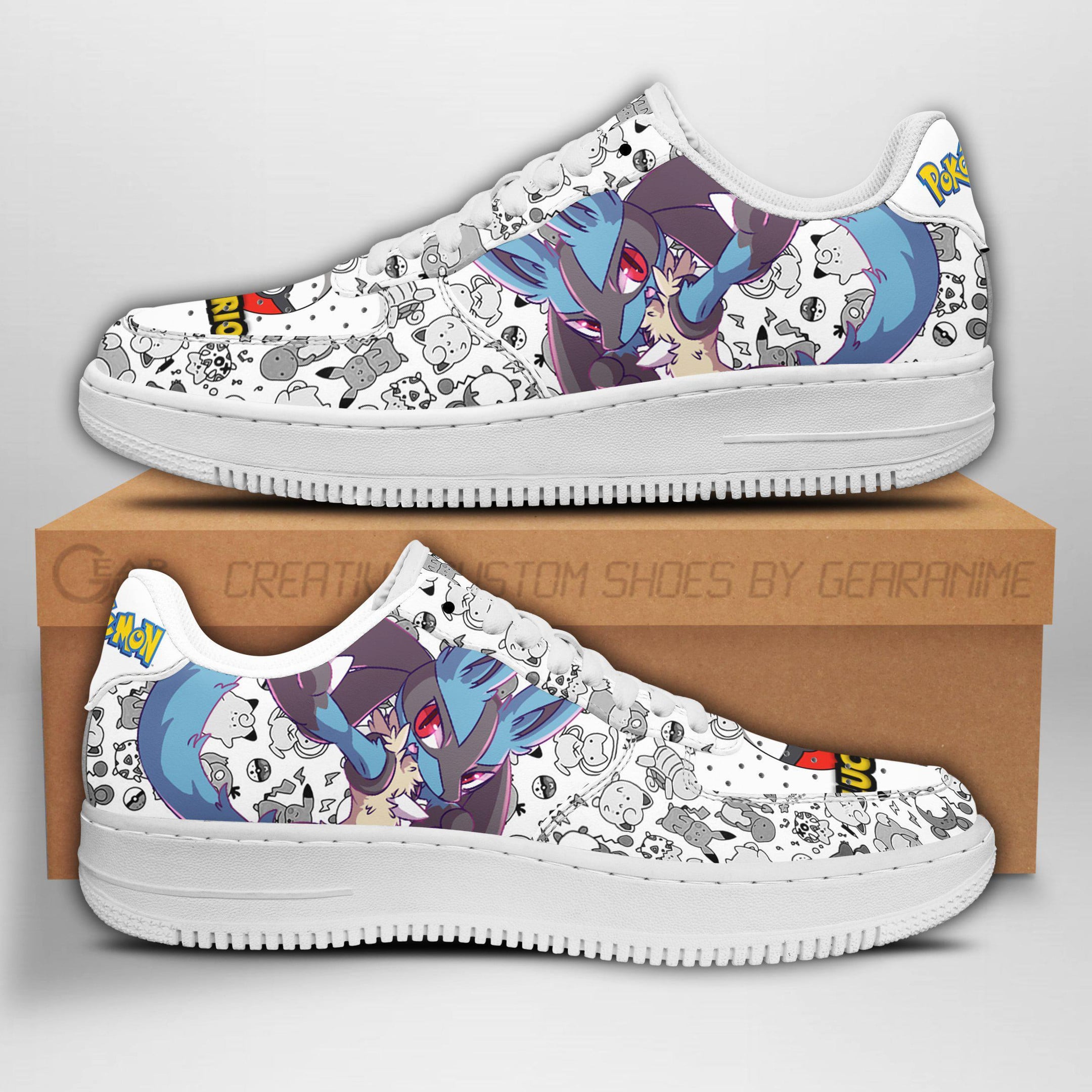 Lucario Custom Anime Low-Top Leather Sneakers