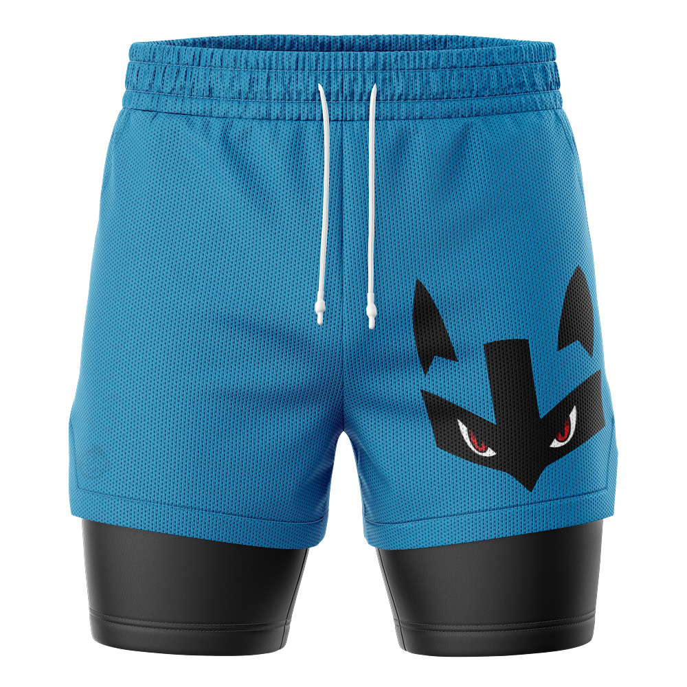 Lucario Face Pokemon 2-in-1 Performance Shorts