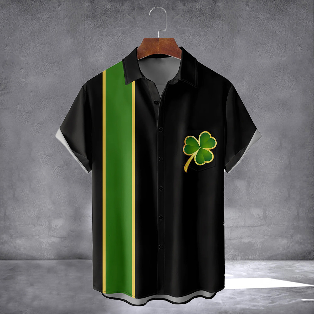 Lucky Clover Shamrock Hawaiian Shirt With Pocket St Patricks Shirts Gift For Him
