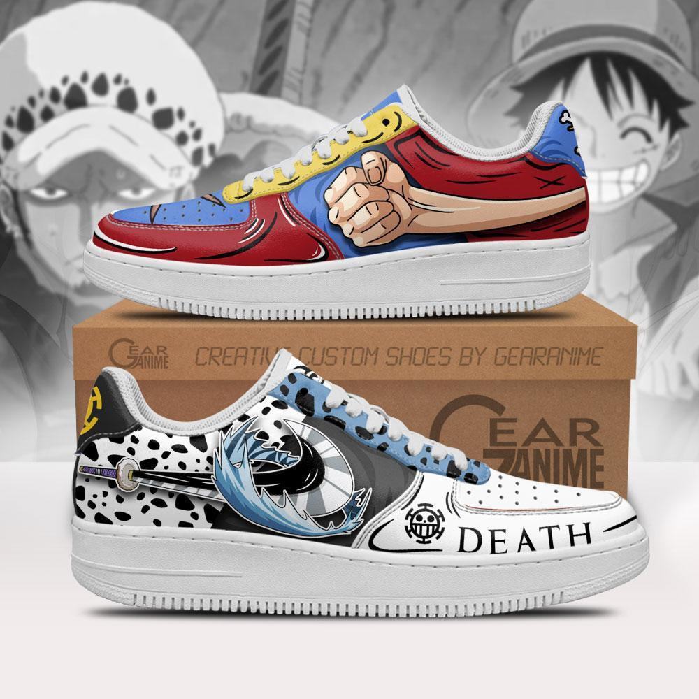 Luffy and Law Custom Anime Low-Top Leather Sneakers