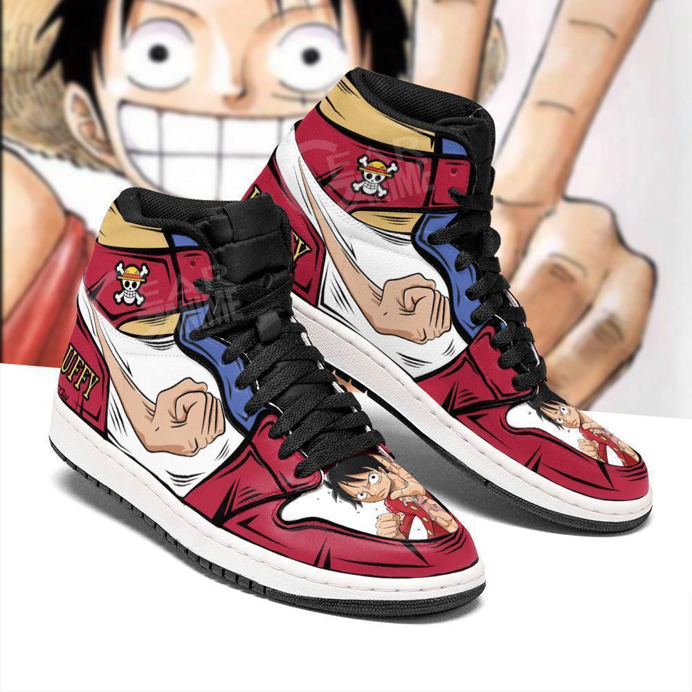 Luffy Custom Anime High-Top Leather Sneakers Gomu Gomu No Pistol