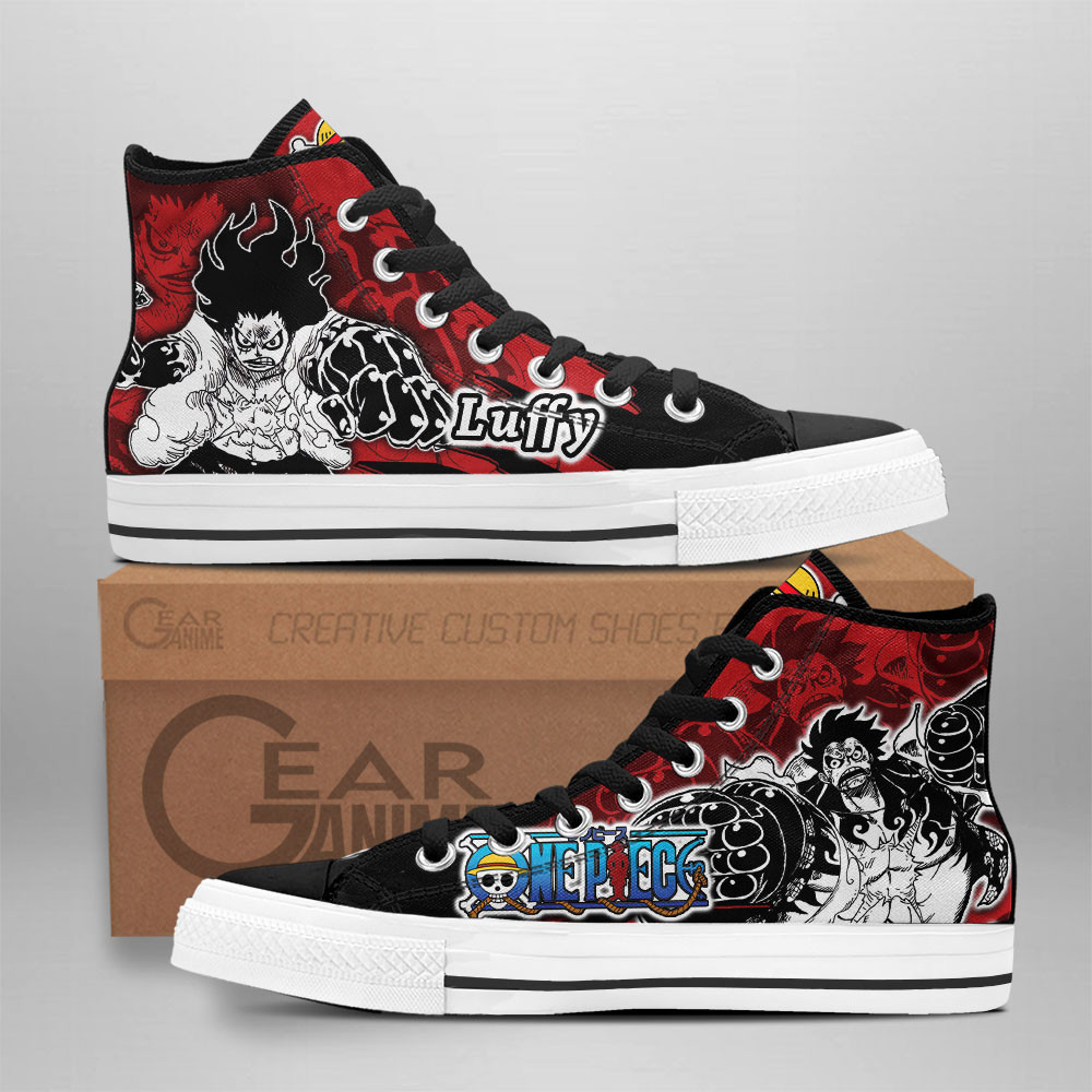 Luffy Gear 4 Custom Anime High-Top Canvas Shoes