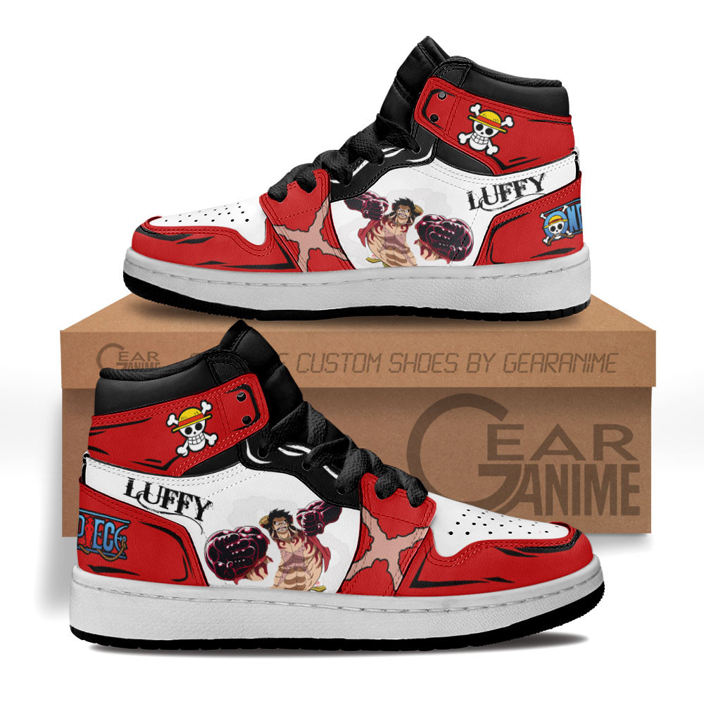 Luffy Gear 4 Custom Anime Kids High-Top Leather Sneakers
