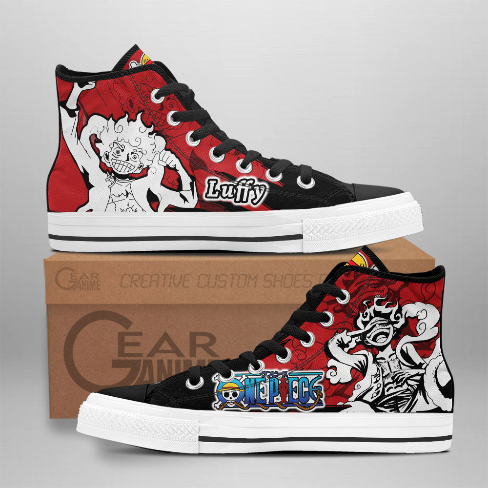 Luffy Gear 5 Custom Anime High-Top Canvas Shoes