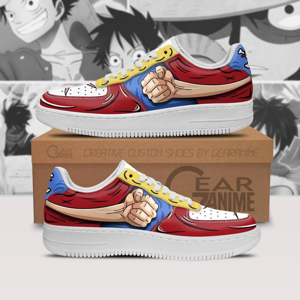 Luffy Gomu Gomu Custom Anime Low-Top Leather Sneakers