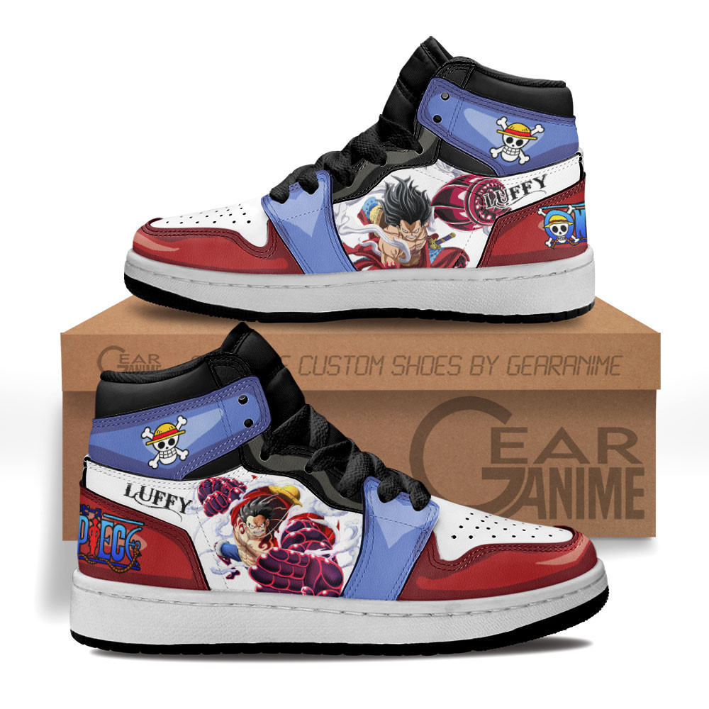 Luffy Snakeman Gear Fourth Custom Anime Kids High-Top Leather Sneakers