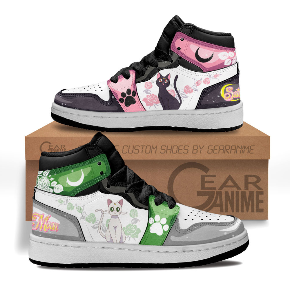 Luna and Artemis Custom Anime Kids High-Top Leather Sneakers