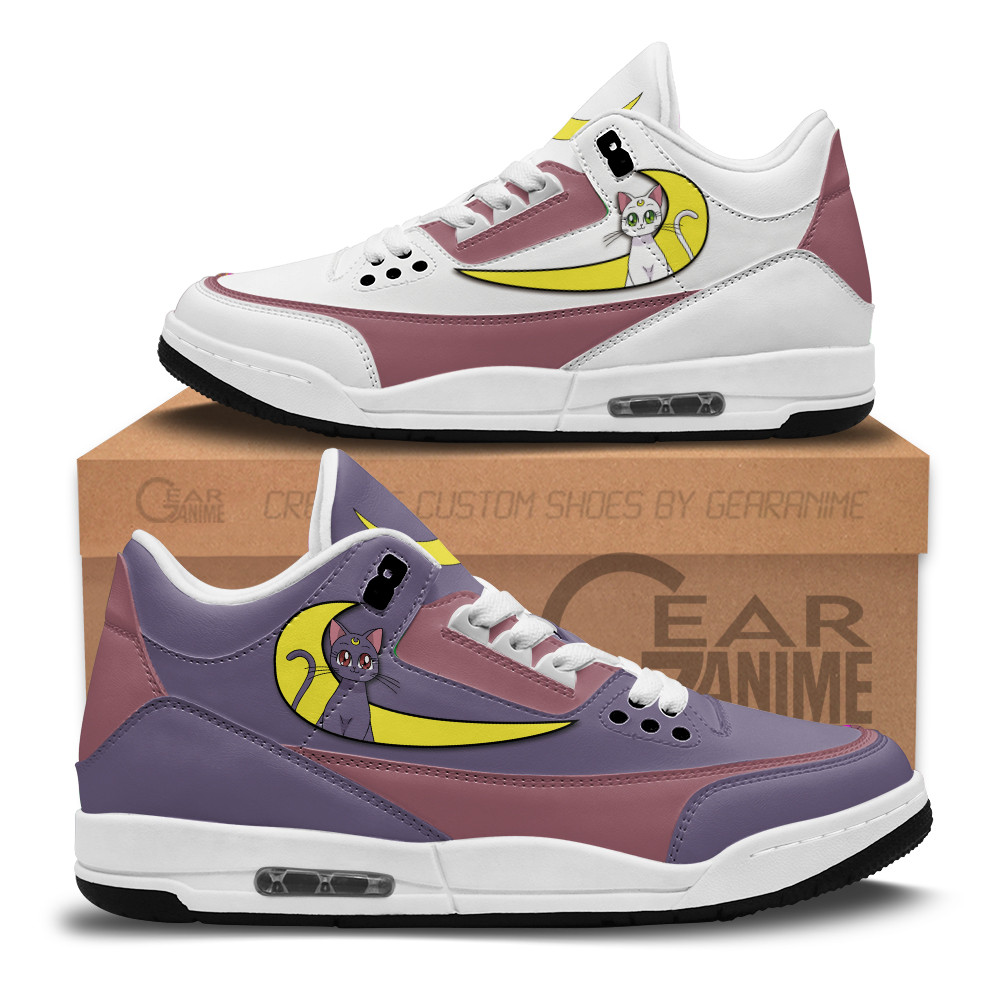 Luna and Artemis Custom Anime Retro 3 Leather Sneakers