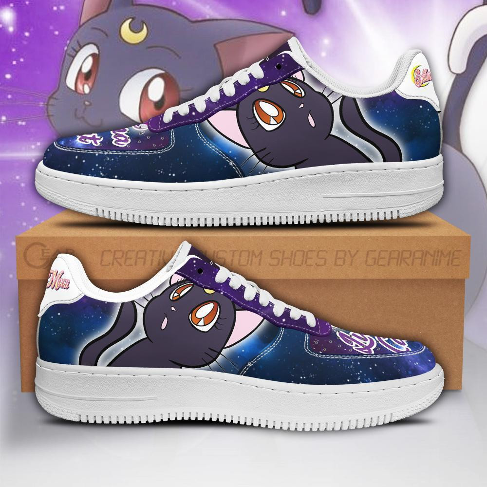 Luna Cat Custom Anime Low-Top Leather Sneakers