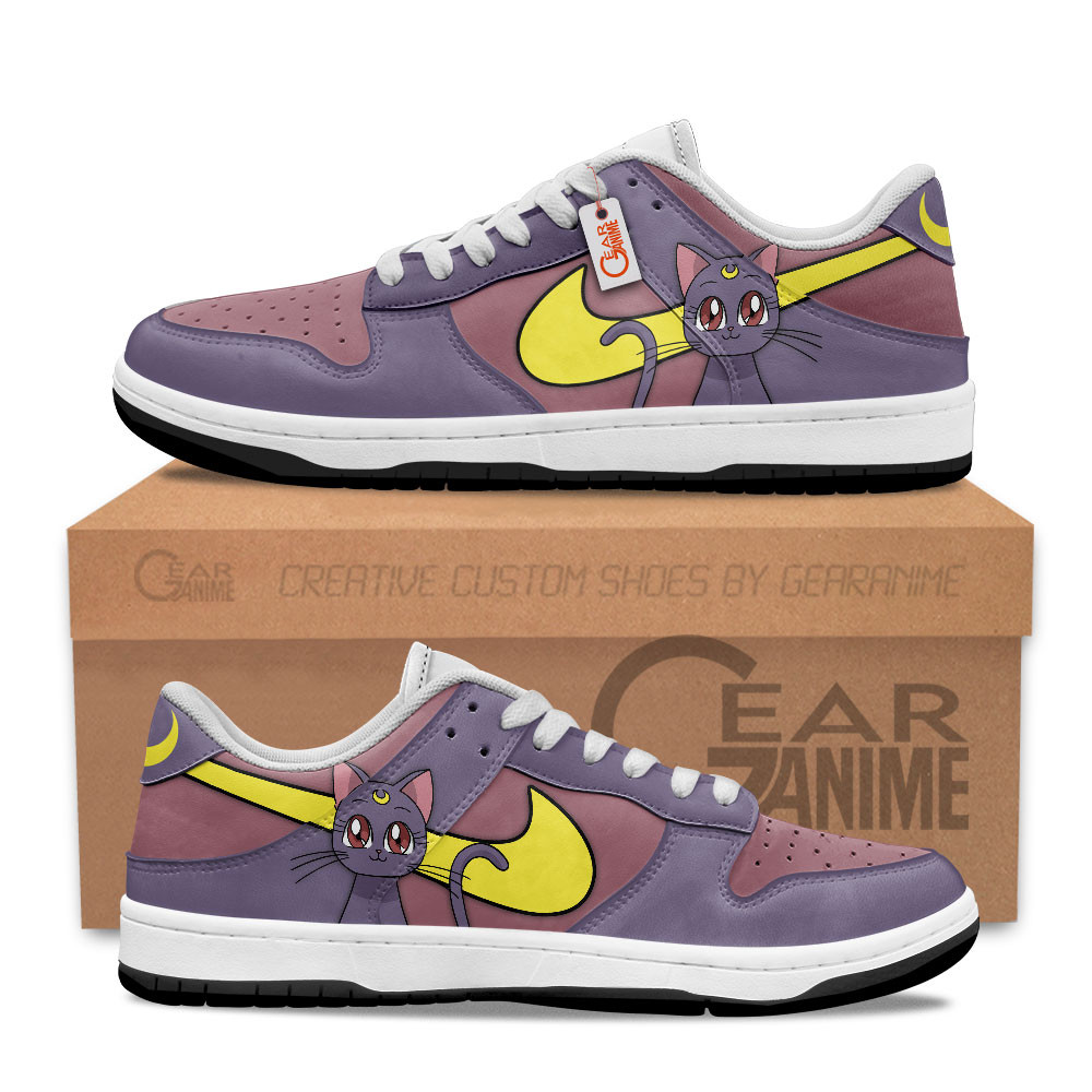 Luna Cat Custom Anime Low-Top Skate Sneakers