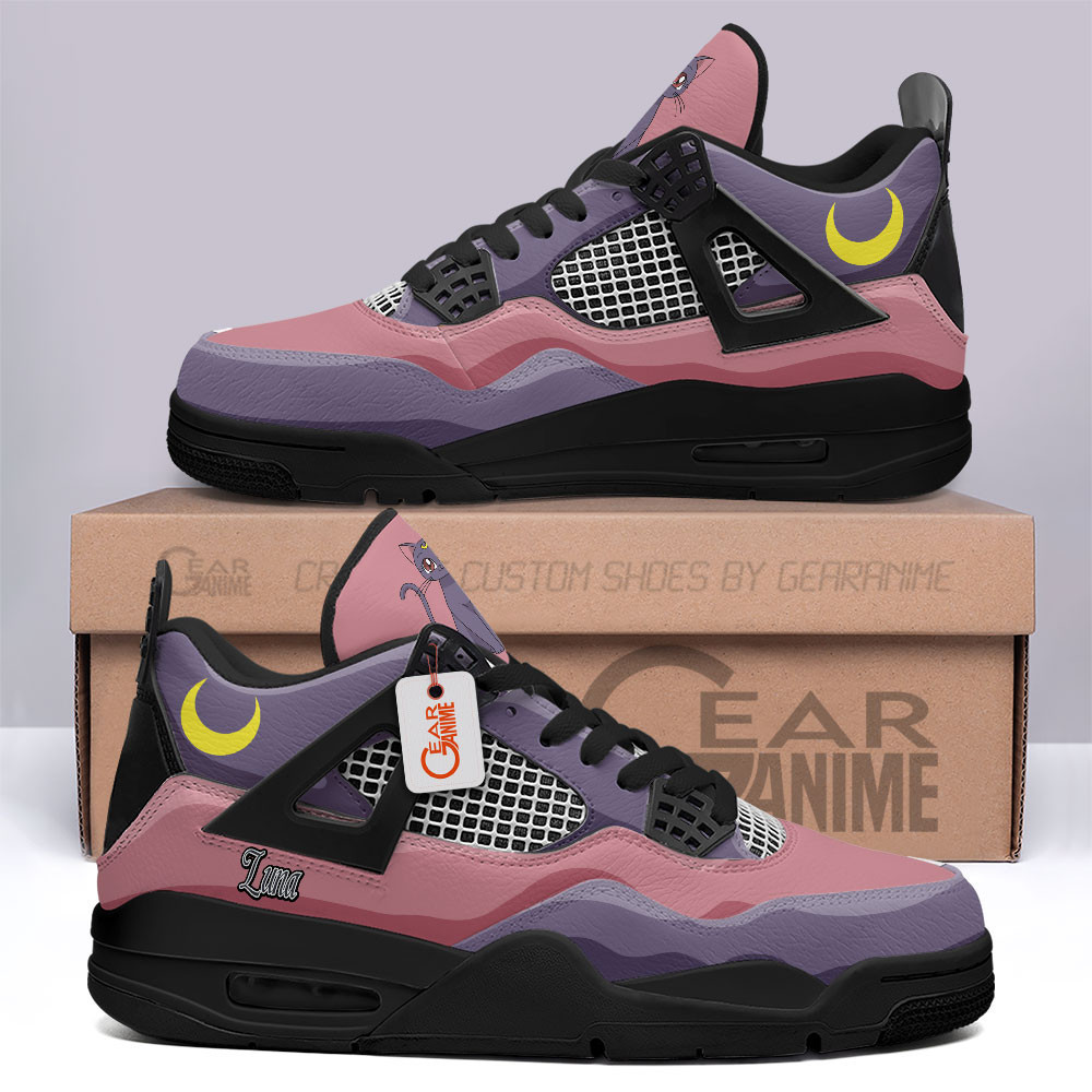 Luna Cat Retro 4 Leather Sneakers Custom Name