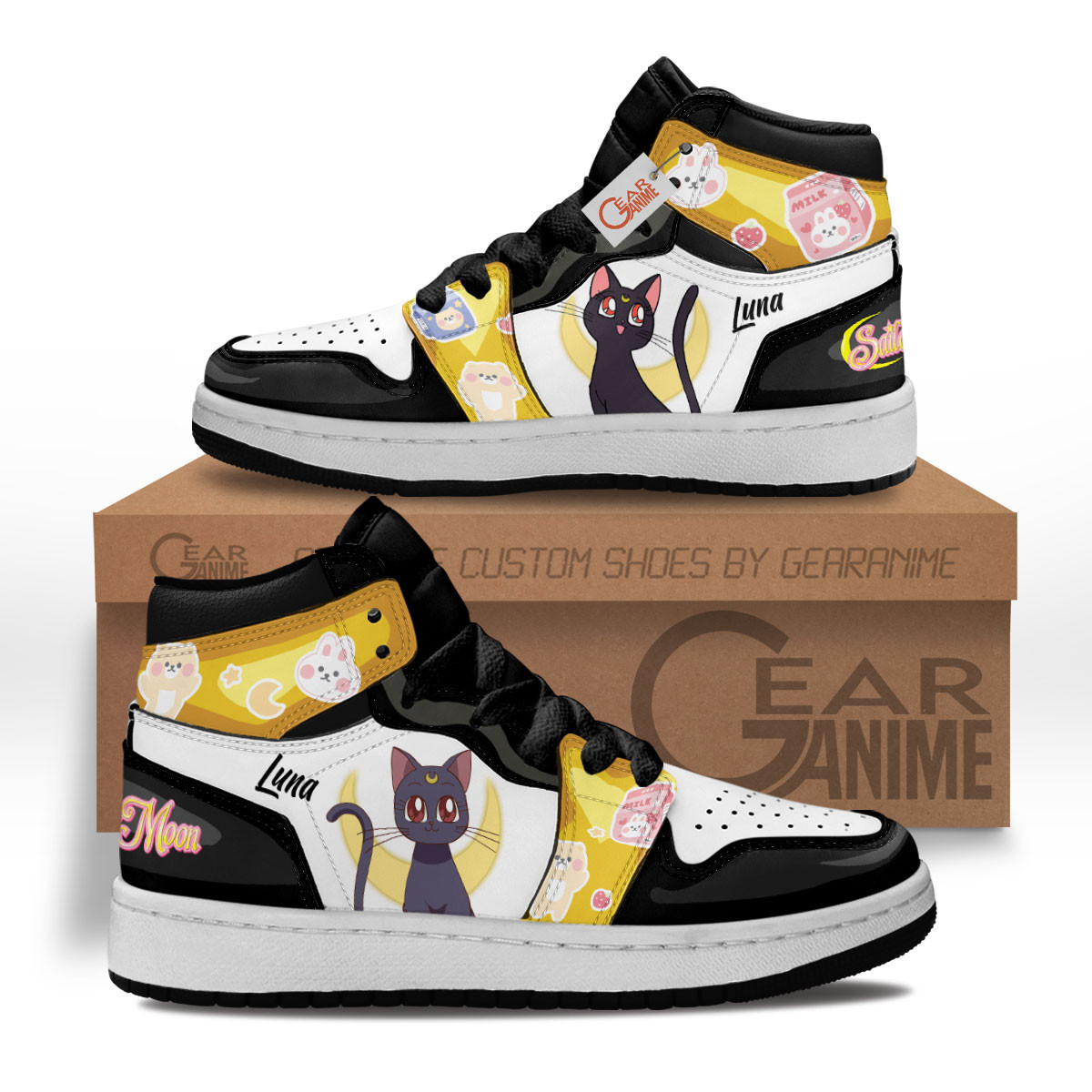 Luna Custom Anime Kids High-Top Leather Sneakers
