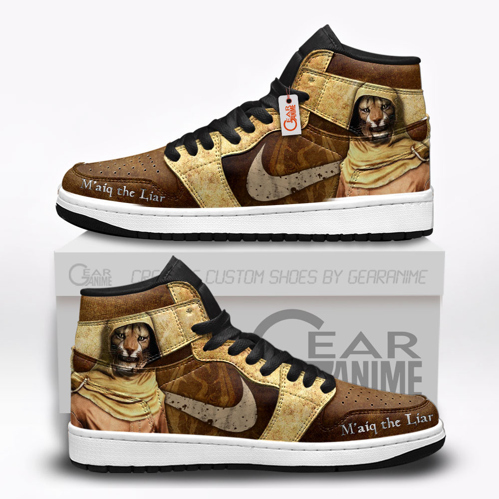 M'aiq the Liar Custom Gaming High-Top Leather Sneakers Elder Scrolls Custom Shoes