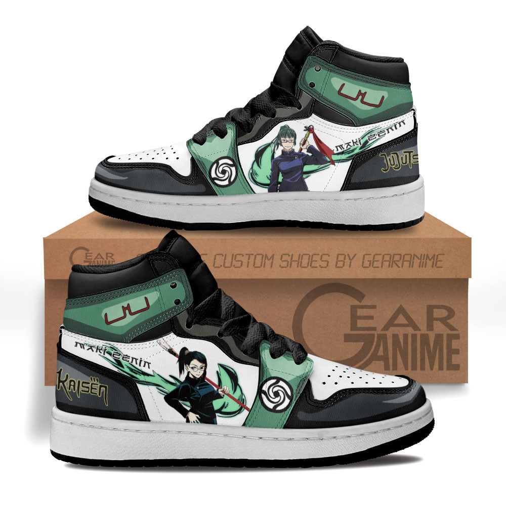 Maki Zenin Custom Anime Kids High-Top Leather Sneakers