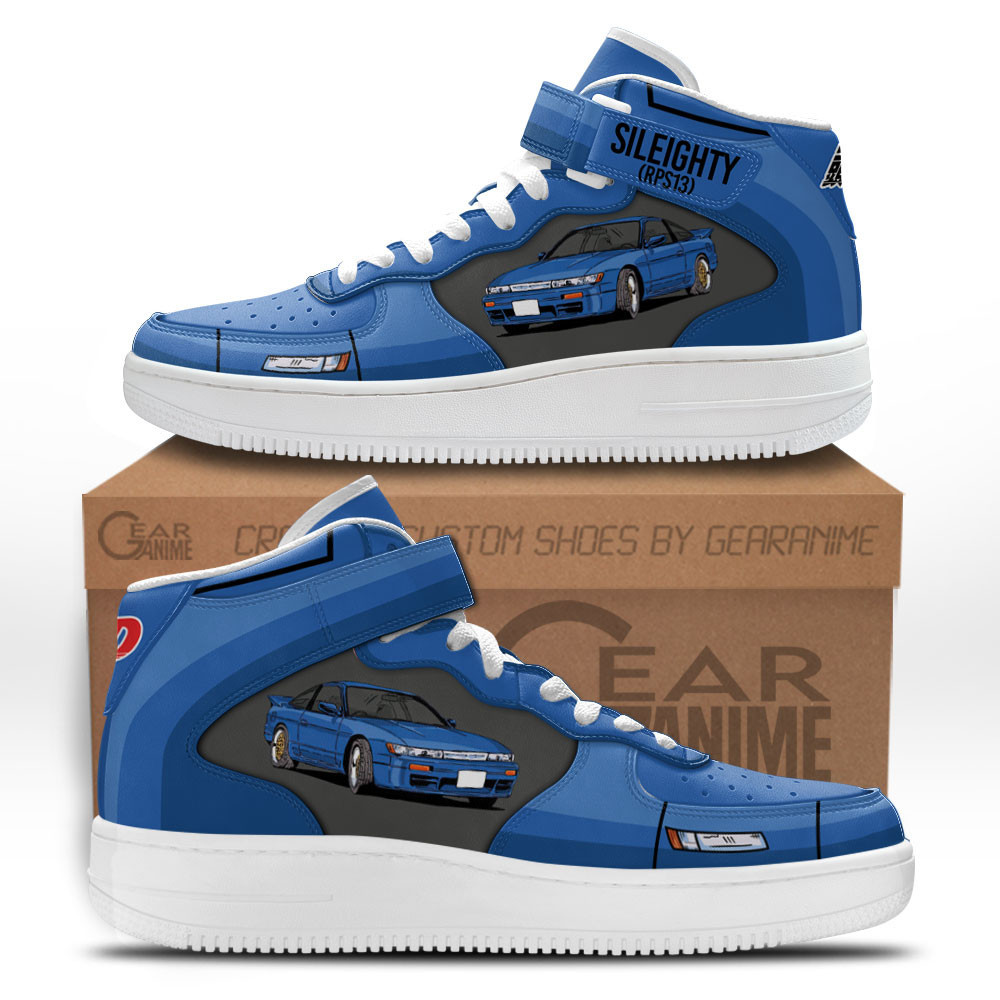 Mako Sato's SilEighty Car Custom Anime Mid-Top Leather Sneakers