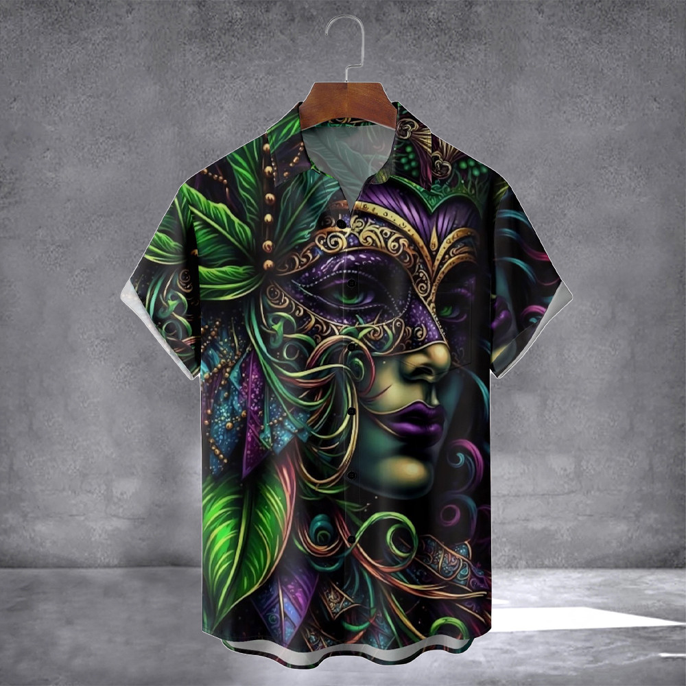Mardi Gras Art Chest Pocket Casual Shirt Saint Patrick'S Day Clothing Gifts For Dad
