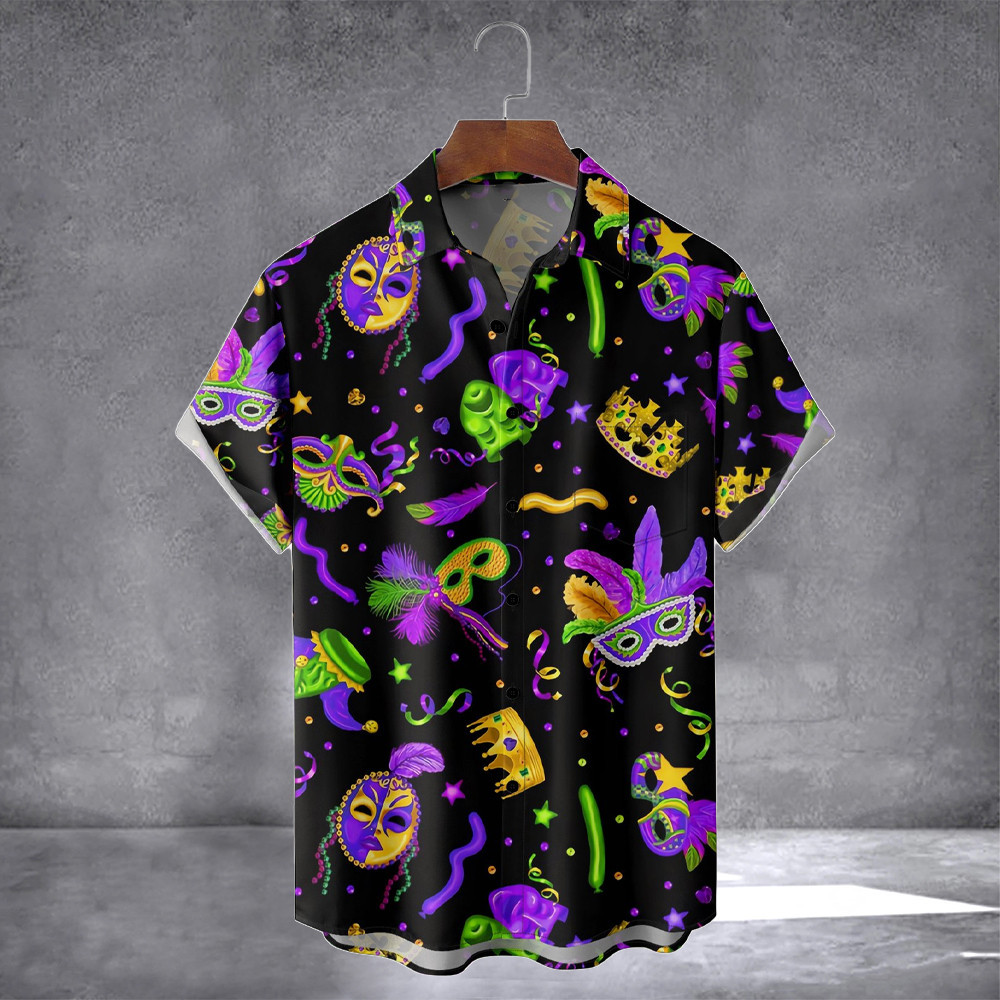 Mardi Gras Carnival Mask Chest Hawaiian Shirt Happy St Patrick'S Day Shirt Gifts For Hims