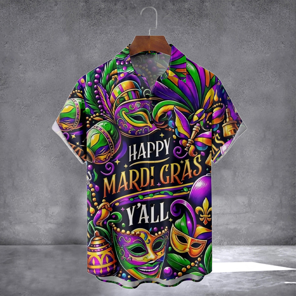 Mardi Gras Happy Mardi Gras Chest Pocket Hawaiian Shirt Saint Patrick' S Day Shirt Him Gifts