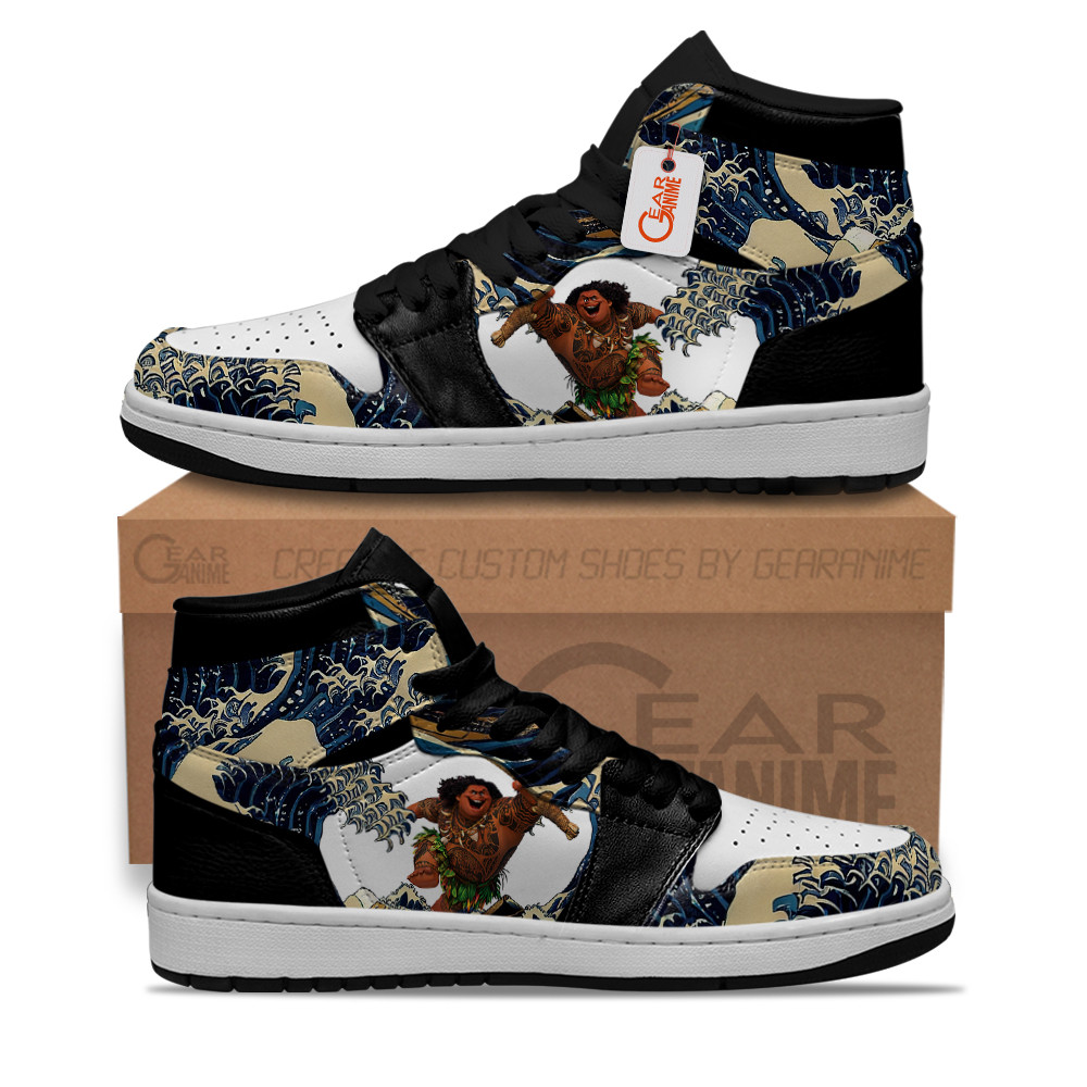 Maui Kanagawa Great Wave Custom Movie High-Top Leather Sneakers