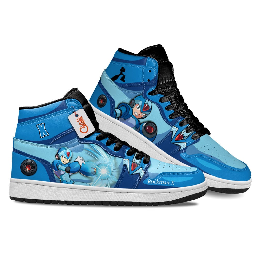Mega Man X Custom Gaming High-Top Leather Sneakers Custom Name