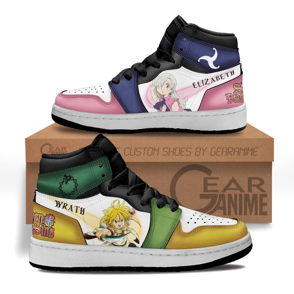 Meliodas Elizabeth Custom Anime Kids High-Top Leather Sneakers MV2102