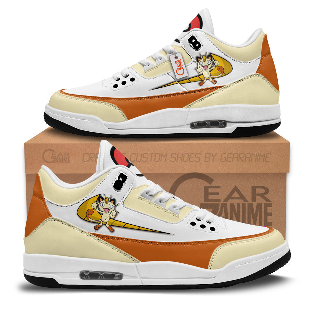 Meowth Custom Anime Retro 3 Leather Sneakers