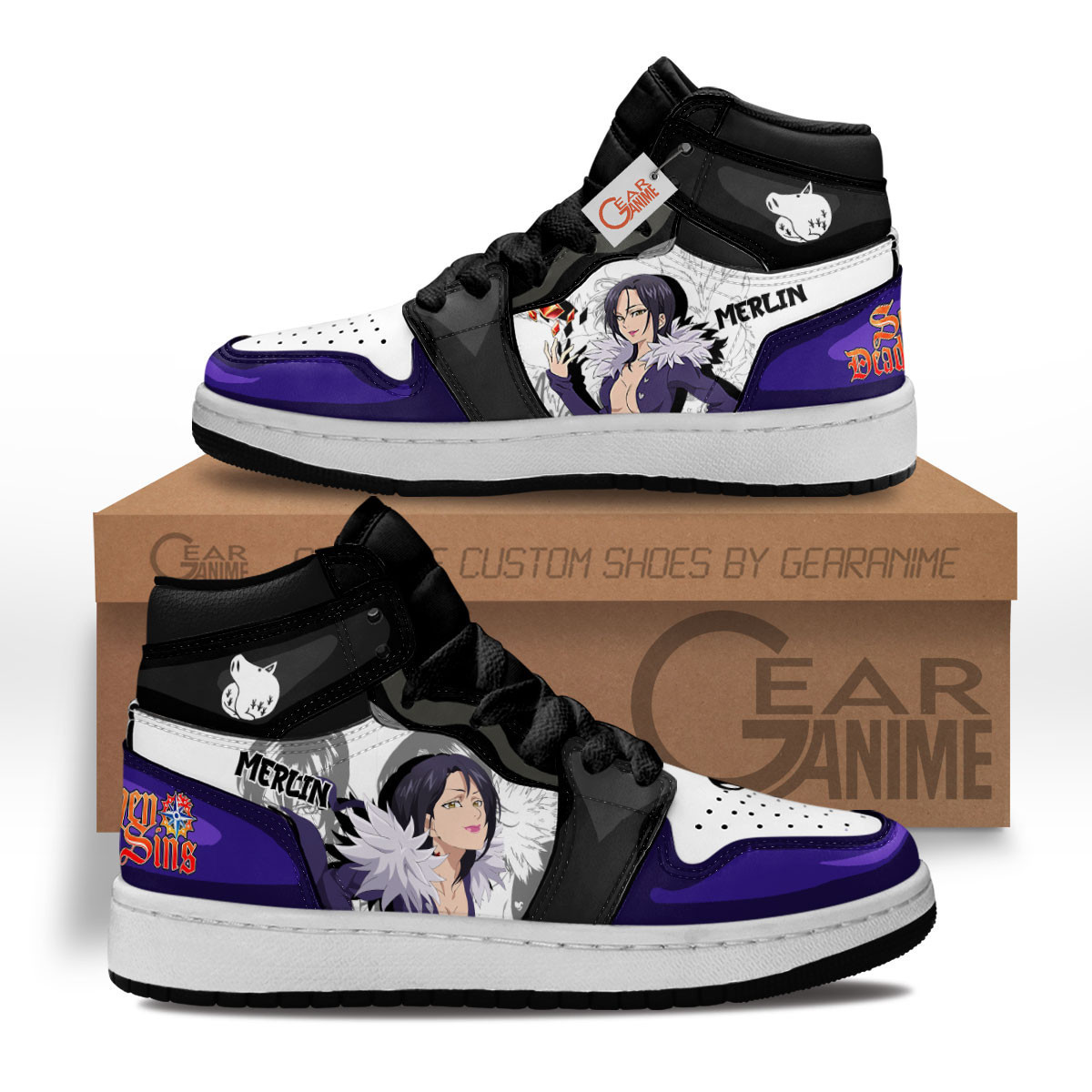 Merlin Custom Anime Kids High-Top Leather Sneakers MV1503