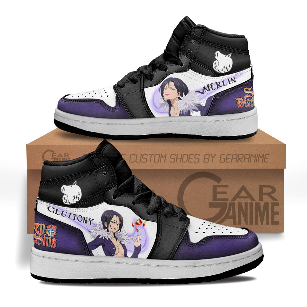 Merlin Custom Anime Kids High-Top Leather Sneakers MV2102
