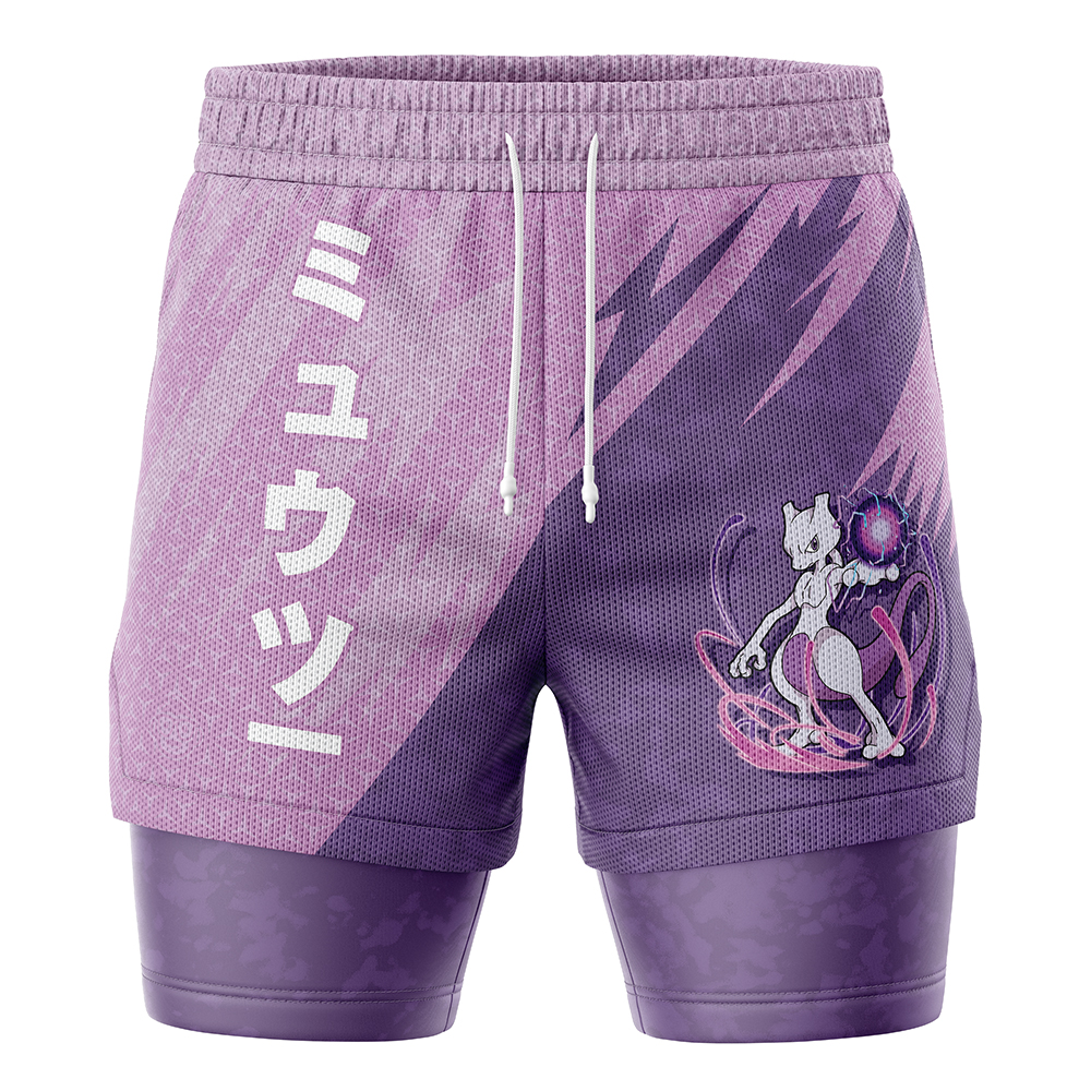 Mewtwo Attack V1 Pokemon 2-in-1 Performance Shorts