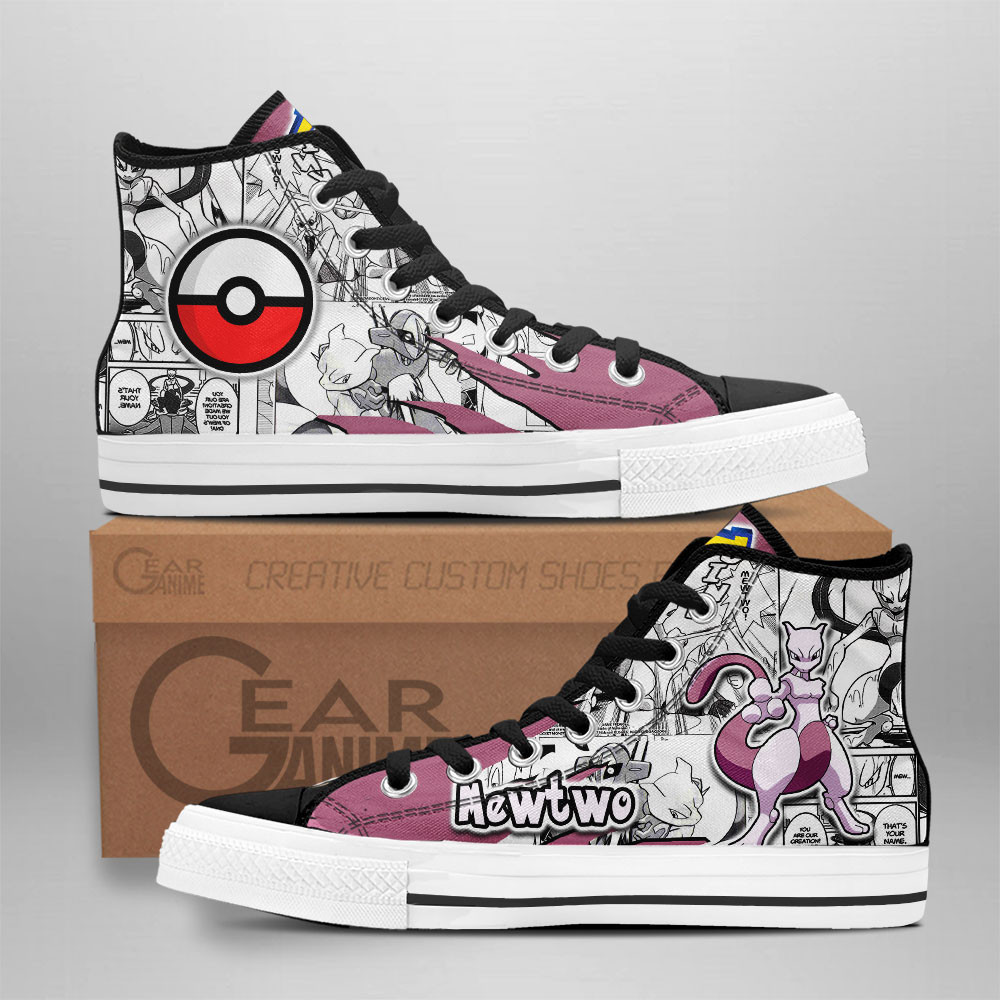 Mewtwo Custom Anime High-Top Canvas Shoes