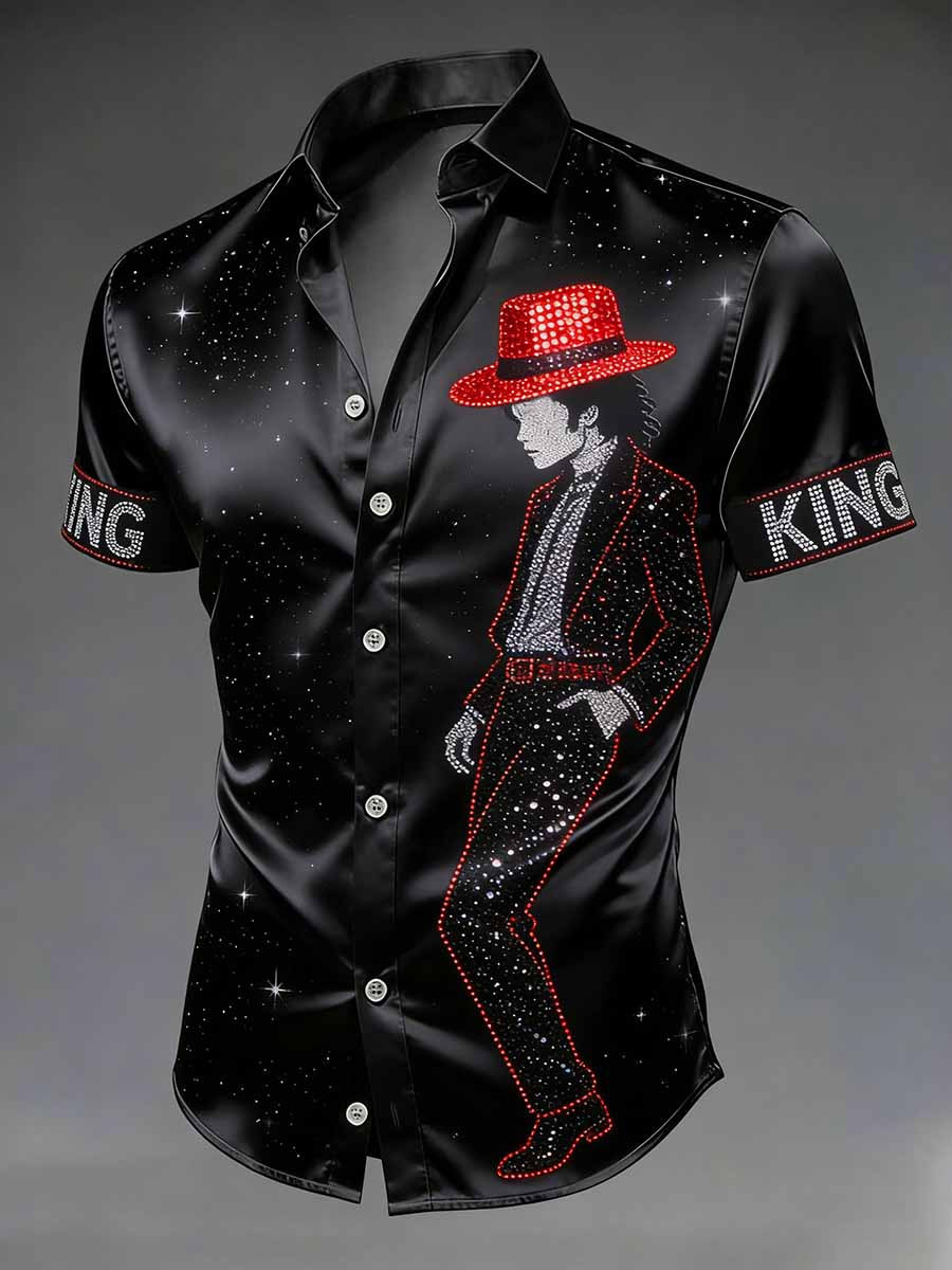 Michael Jackson Button Shirt Winged Zipper King Of Pop Merch Music Tour Gift Ideas