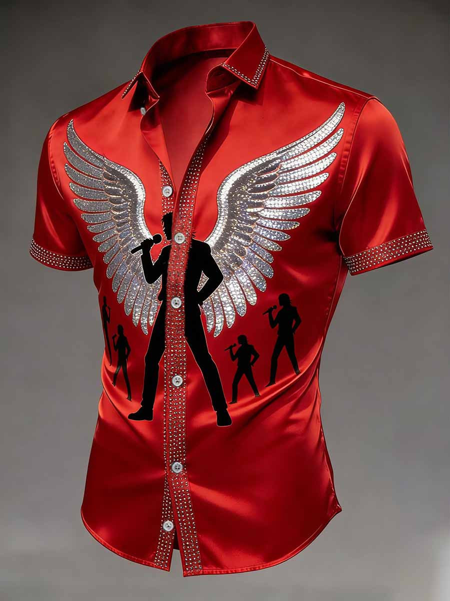 Michael Jackson Button Shirt Wings Dance King Of Pop Graphic Tee MJ Fan Gear Ideas