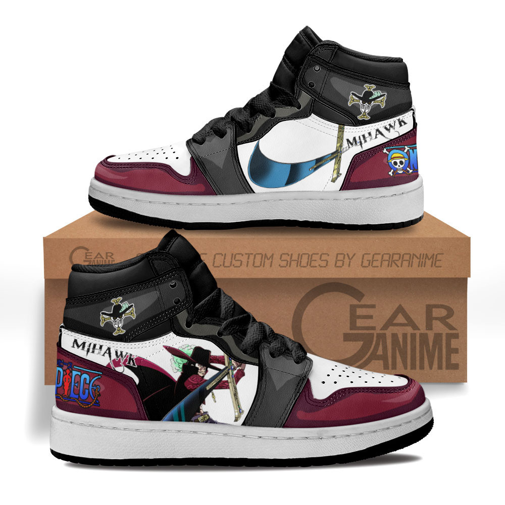 Mihawk Custom Anime Kids High-Top Leather Sneakers