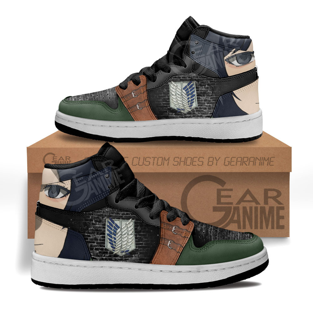 Mikasa Ackerman Custom Anime Kids High-Top Leather Sneakers Shingeki MV1307