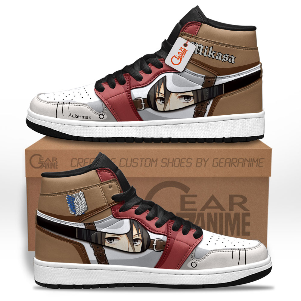 Mikasa Ackerman High-Top Leather Sneakers Custom Name