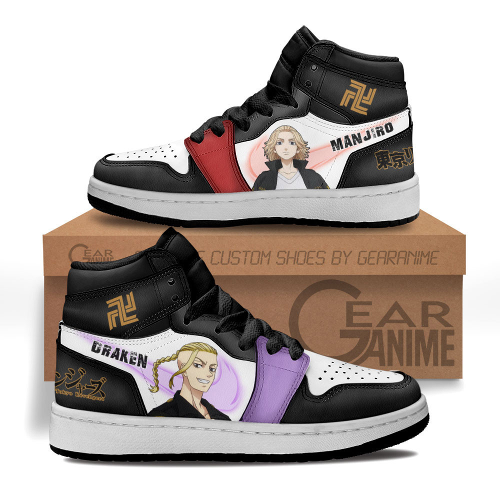 Mikey and Draken Custom Anime Kids High-Top Leather Sneakers MV2102