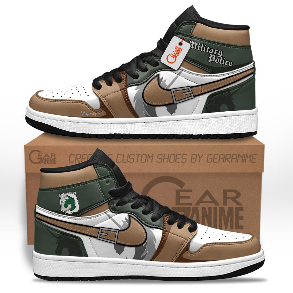 Military Police Brigade High-Top Leather Sneakers Custom Name