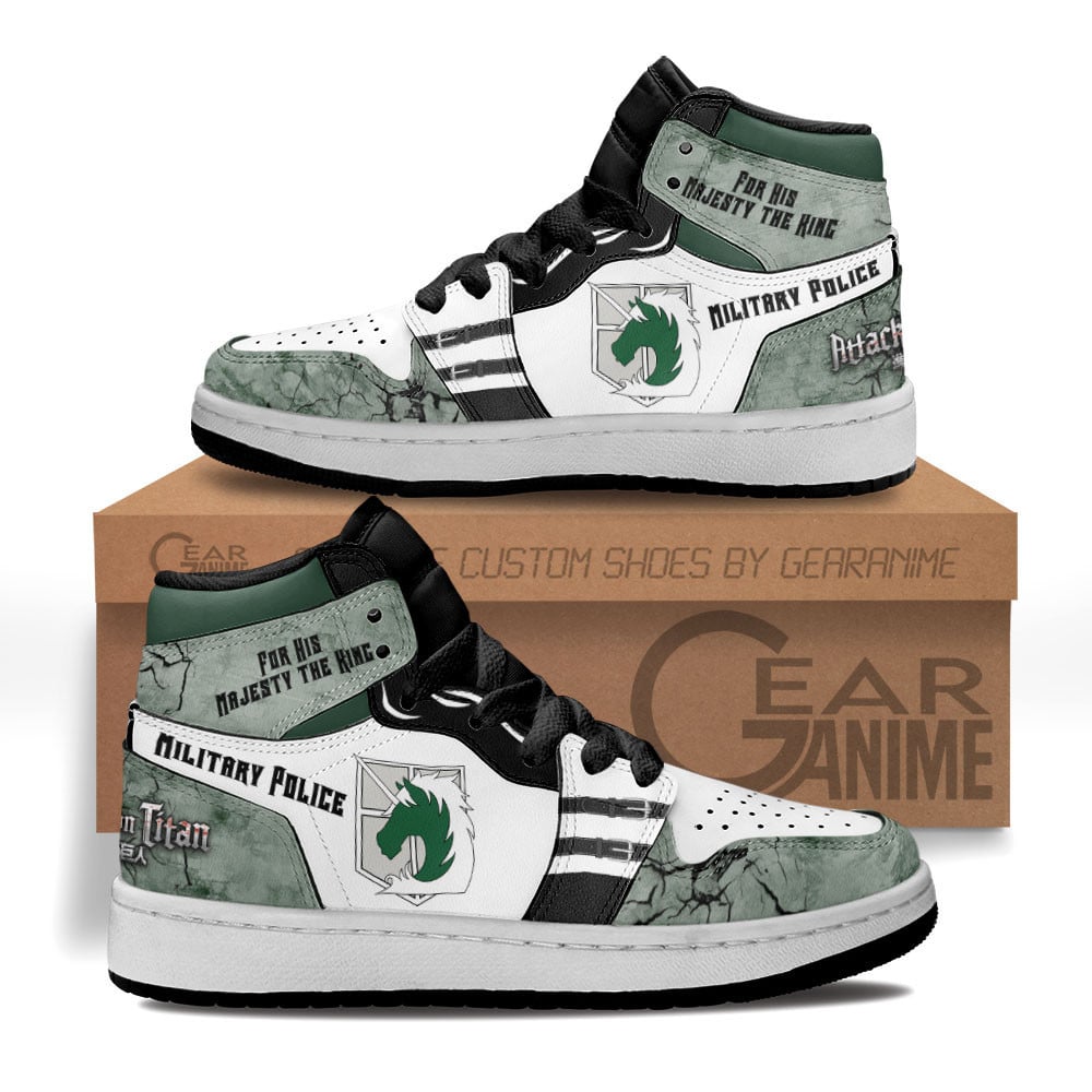 Military Police Custom Anime Kids High-Top Leather Sneakers