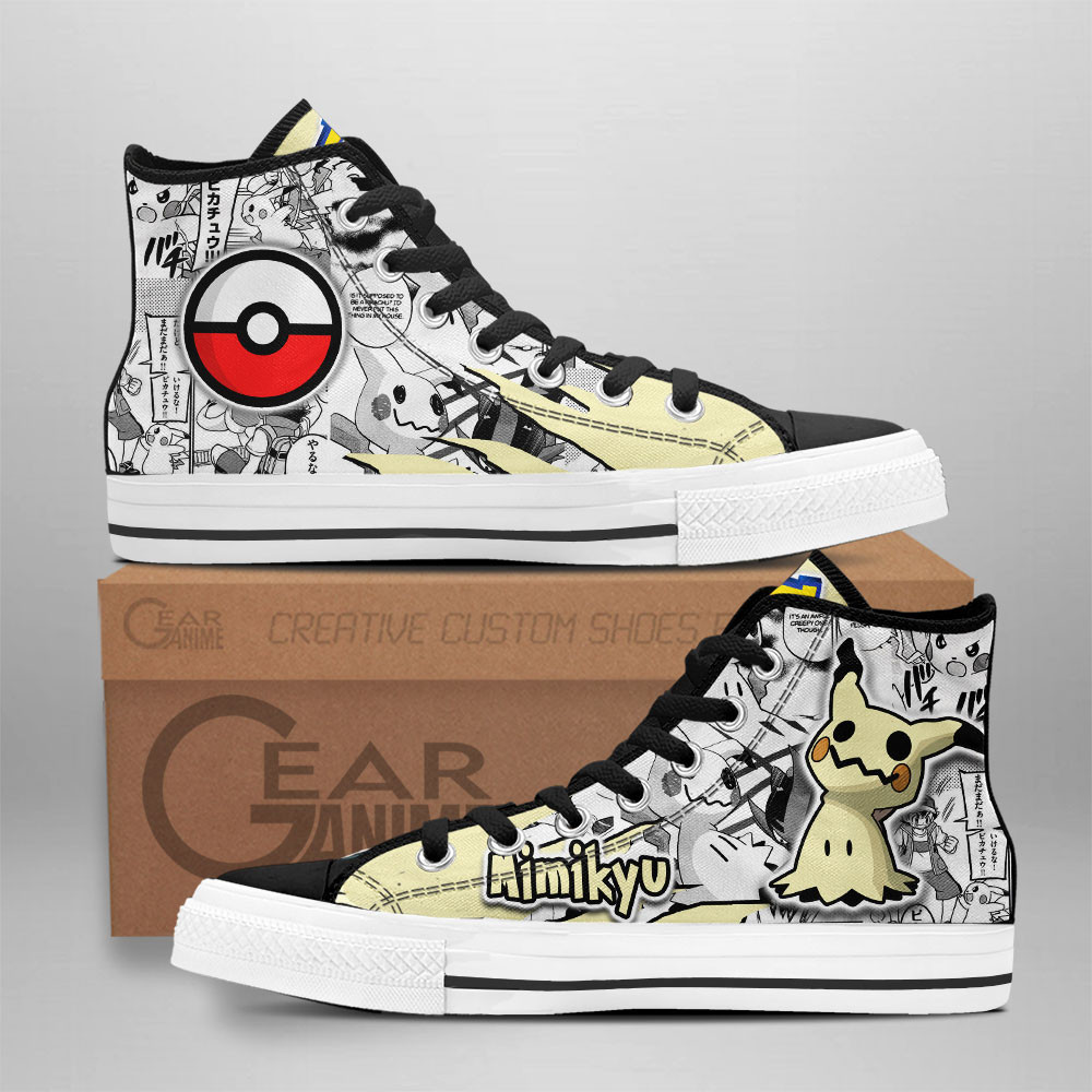 Mimikyu Custom Anime High-Top Canvas Shoes Mixed Manga
