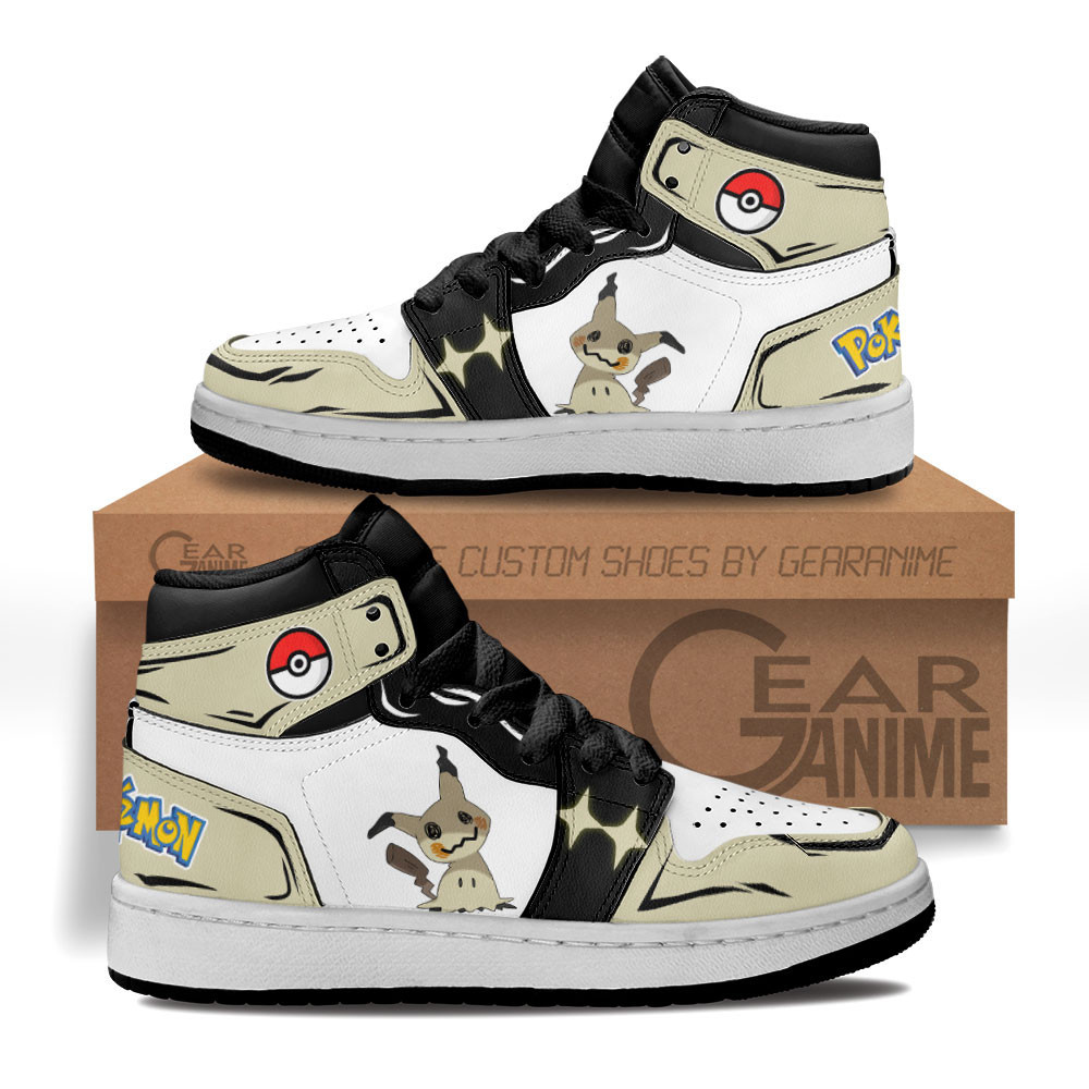 Mimikyu Custom Anime Kids High-Top Leather Sneakers