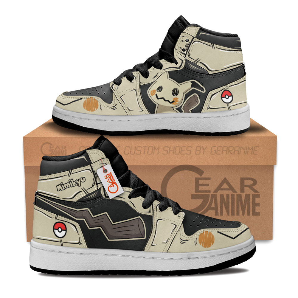 Mimikyu Custom Anime Kids High-Top Leather Sneakers Personalized