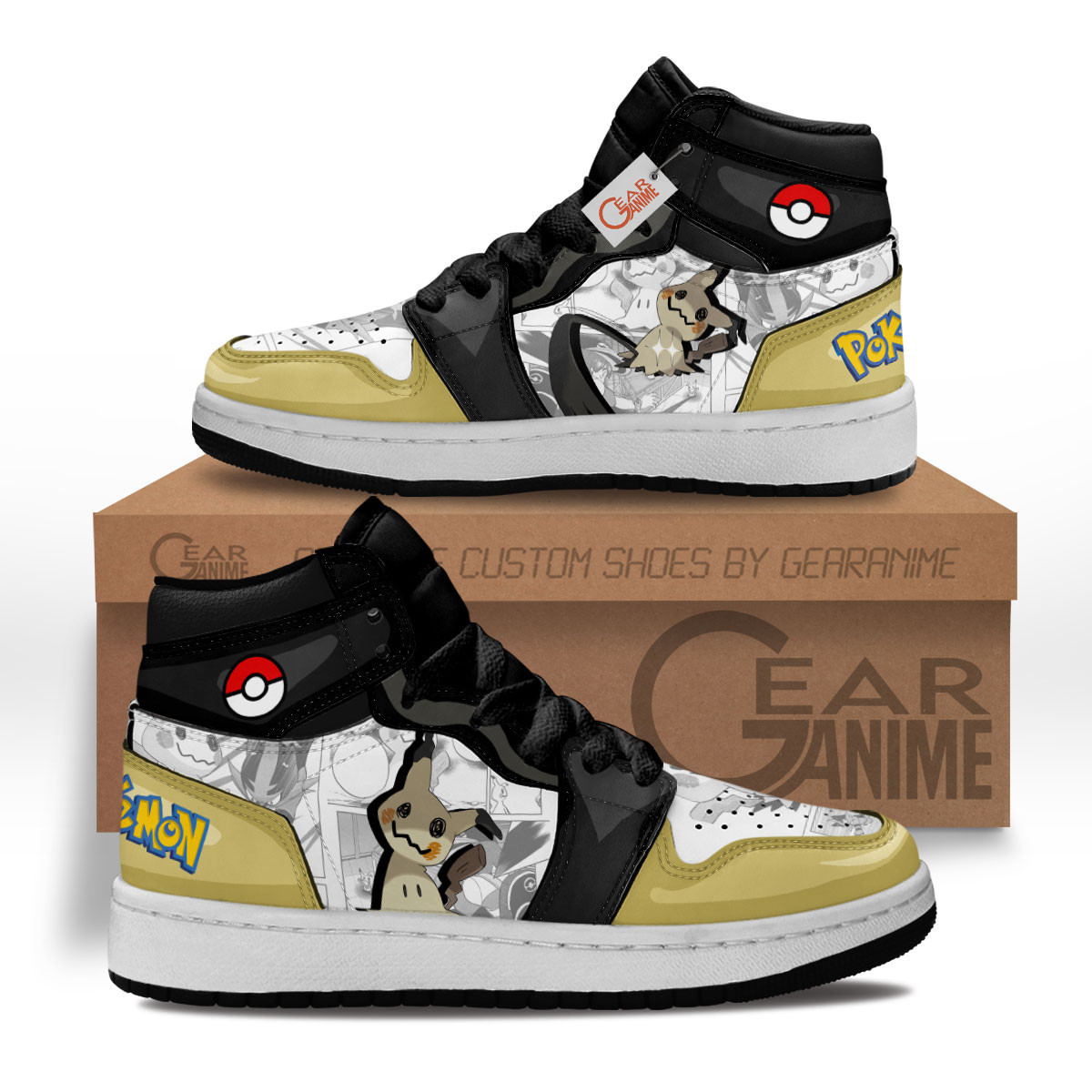 Mimikyu Custom Anime Kids High-Top Leather Sneakers